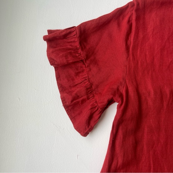 Urban Outfitters Suddenly Spring Linen Ruffle Mini Dress - Picture 6 of 10